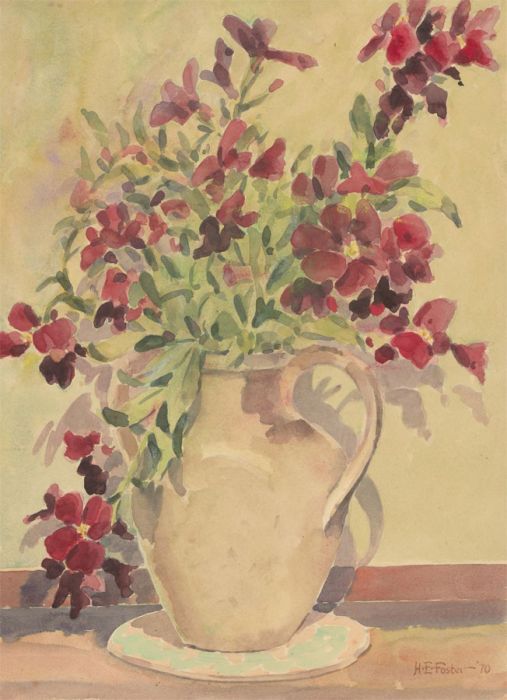 Henry E. Foster (1921-2010) - 1970 Watercolour, Vase with Red Flowers