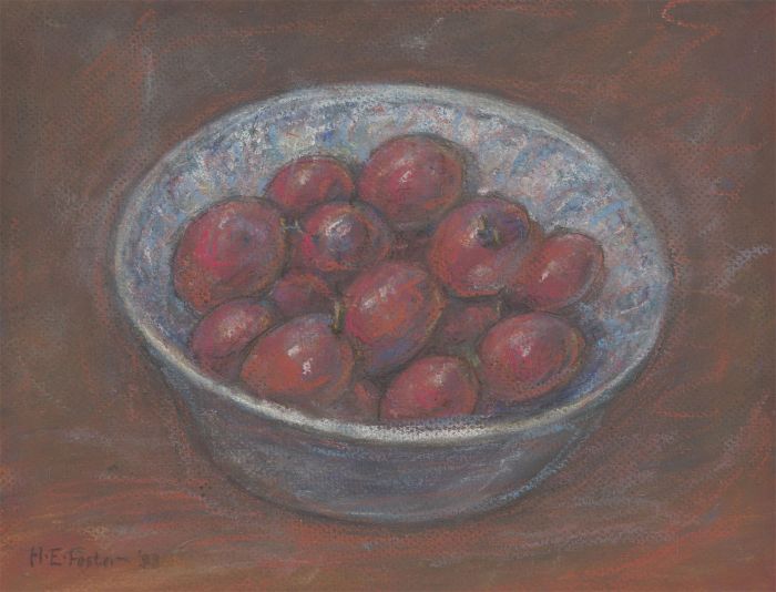 Henry E. Foster (1921-2010) - 1993 Pastel, Victorias in a Blue Bowl