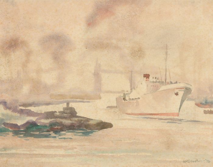 Henry E. Foster (1921-2010) - 1976 Watercolour, Morning on the Thames