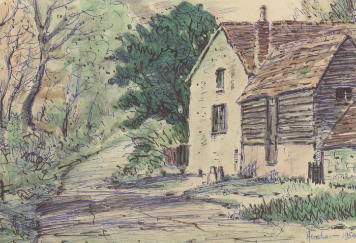Henry E. Foster (1921-2010) - 1956 Watercolour, Farm Buildings, Redditch