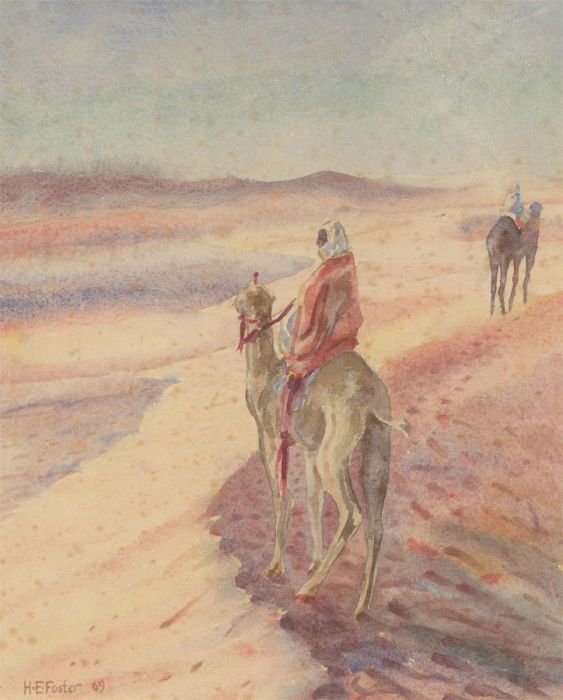 Henry E. Foster (1921-2010) - 1969 Watercolour, Ships of the Desert