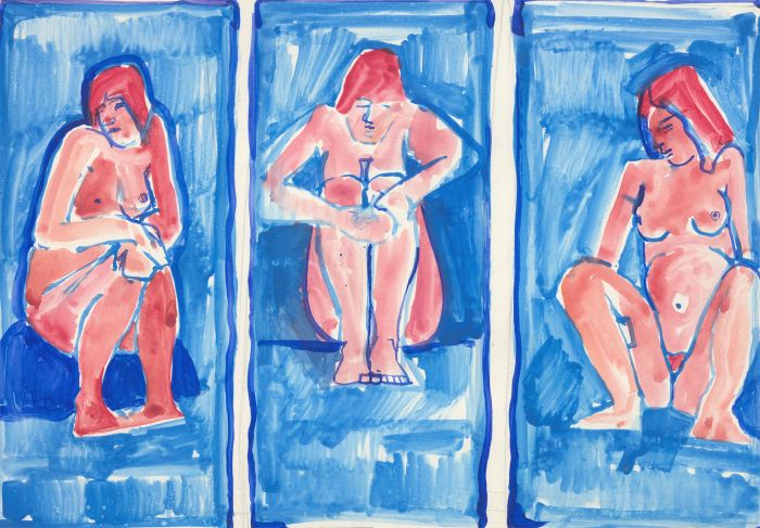 John King - Contemporary Acrylic, Nude Triptych