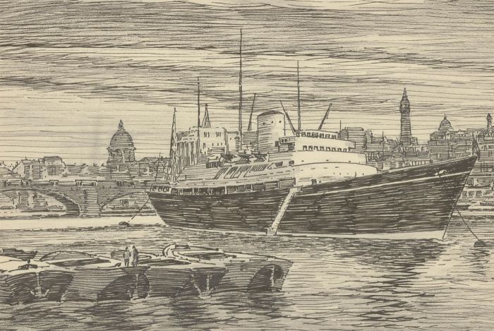 Henry E. Foster (1921-2010) - Pen and Ink Drawing, Royal Yacht Britannia