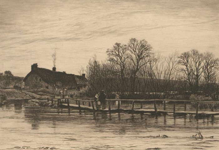 Richard Samuel Chattock RE (1825-1906) - 1884 Etching, Footbridge, River Wiley