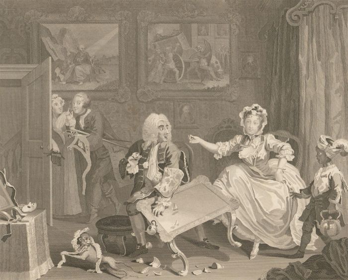 Thomas Cook after Hogarth - 1798 Engraving, A Harlot's Progress: Plate II