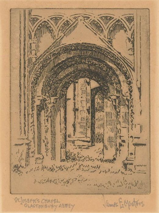 James E. Masters - 1942 Etching, St. Joseph's Chapel, Glastonbury Abbey