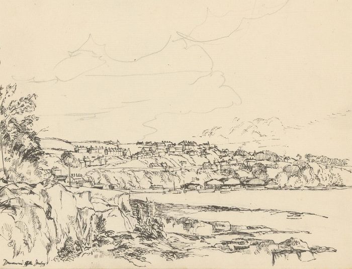 Alfred Burgess Sharrocks PRCamA (1919-1988) - Pen and Ink Drawing, Port Dinorwic