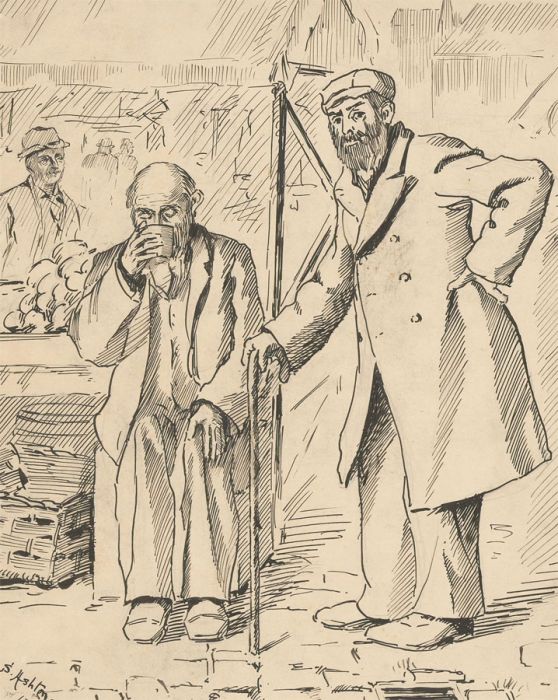 Stanley Ashton - Signed Early 20th Century Pen and Ink Drawing, Market Day