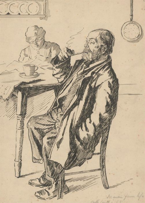 Stanley Ashton - Signed Early 20th Century Pen and Ink Drawing, Study of a Man