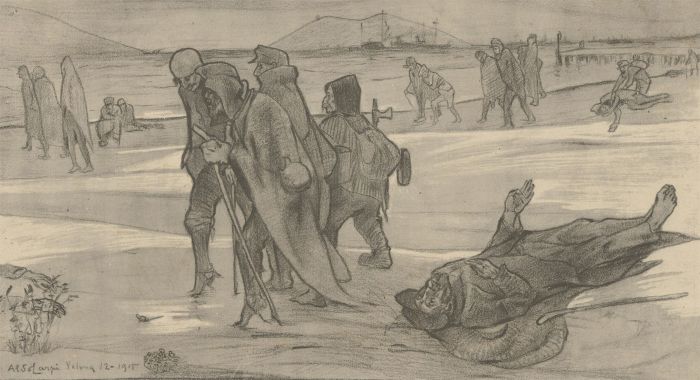 Aldo Carpi (1886-1973) - Mid 20th Century Lithograph, Serbian Troops at Vlorë