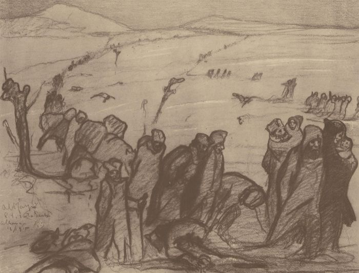 Aldo Carpi (1886-1973) - Mid 20th Century Lithograph, Retreating Serbians