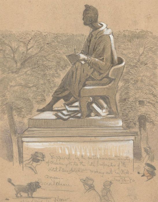 1970 Graphite Drawing - The Statue