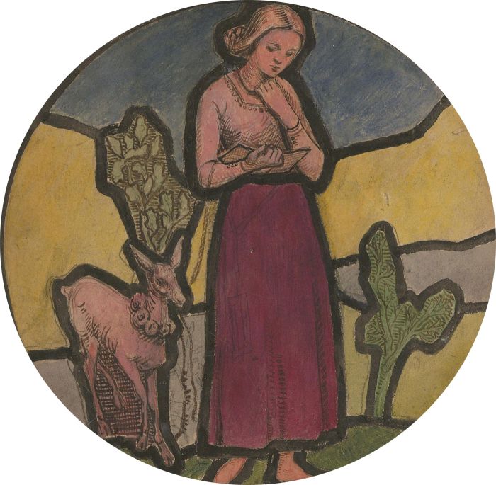 Late 19th Century Watercolour - Stained Glass Window Cartoon