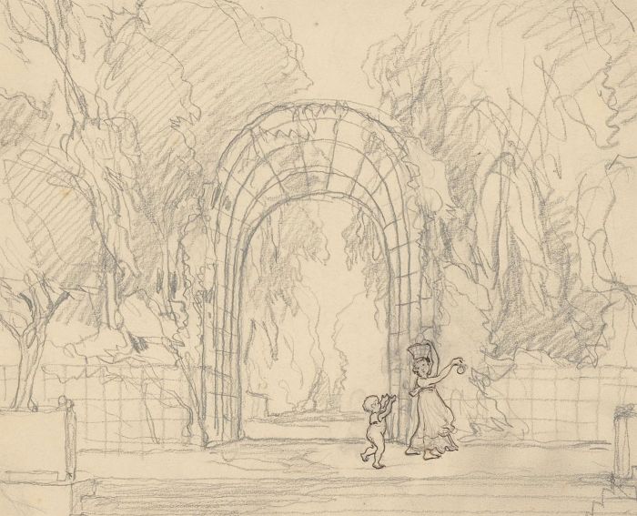 Attrib. Gaston de Latenay (1859-1943) - Early 20C Graphite Drawing, Park Archway