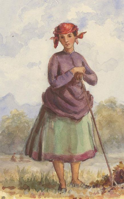 Pallanza - Set of Three Late 19th Century Watercolour, Female Portrait Studies