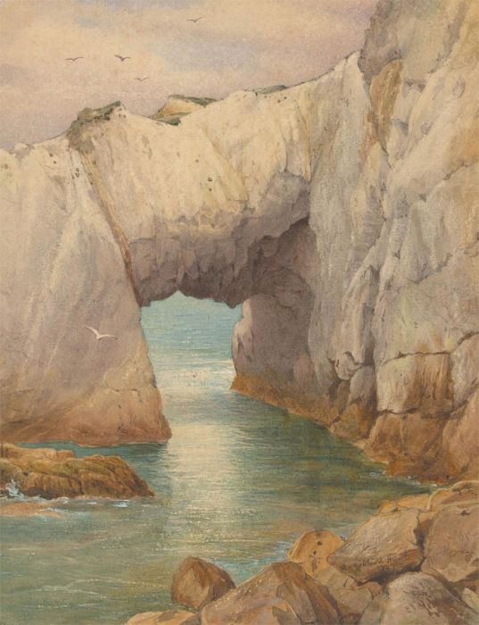 Arthur Ackland Hunt (act.1863-1913) - Signed 1897 Watercolour, Cliff Arch Study