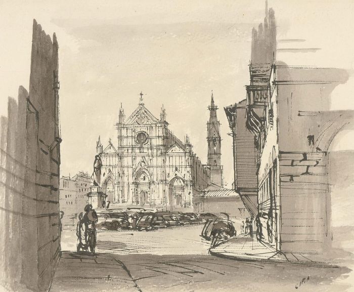 Cif. A - 20th Century Pen and Ink Drawing, Florence Scenes
