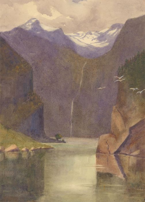 Late 19th Century Watercolour - Mountainous Landscape Scene with Snow