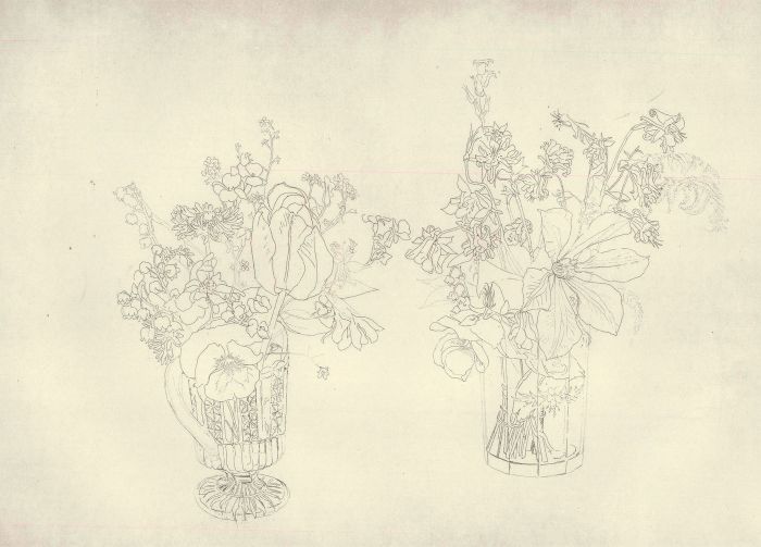 Gillian Whaite (1934-2012) - 20th Century Etching, Wildflowers in Glass Jars