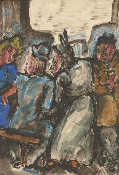 Vera Cuningham (1897-1955) - Pen and Ink Drawing, Figures in Conversation