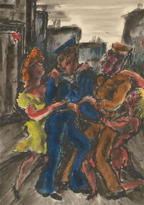 Vera Cuningham (1897-1955) - Pen and Ink Drawing, Street Scene with Four Figures