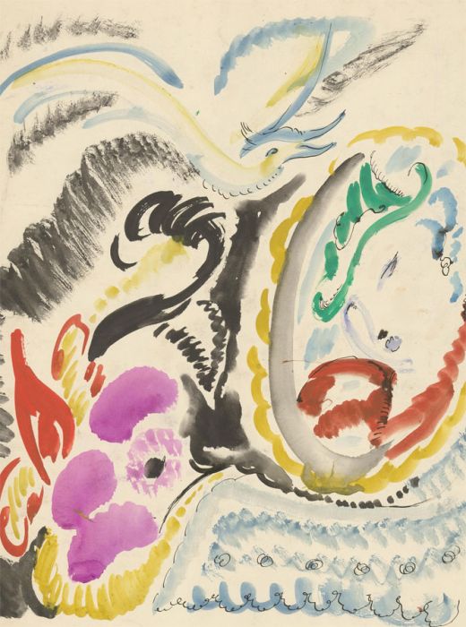 Vera Cuningham (1897-1955) - Mid 20th Century Gouache, Abstract Shapes and Bird