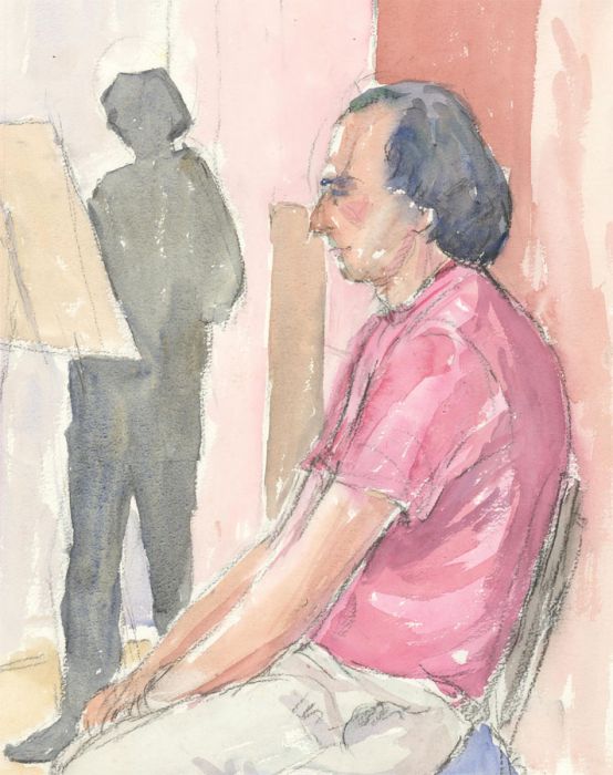 Contemporary Watercolour - Man with Pink Shirt