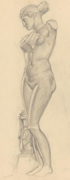 Malcolm Rogers - Mid 20th Century Graphite Drawing, Female Nude Statue Study