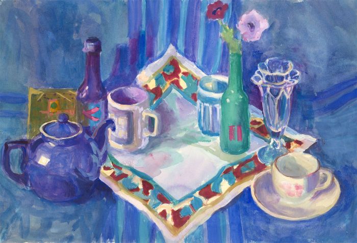 20th Century Gouache - Still Life Study in Blue