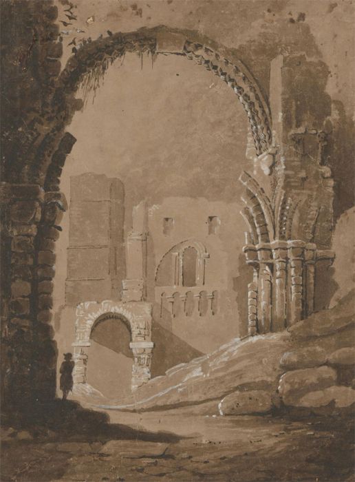 19th Century Watercolour - Holy Island Abbey, Lindisfarne