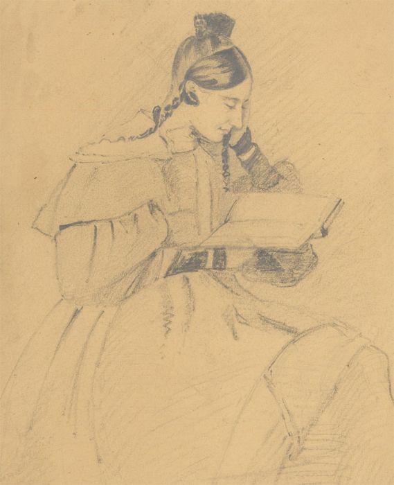 19th Century Graphite Drawing - Portrait of a Victorian Lady