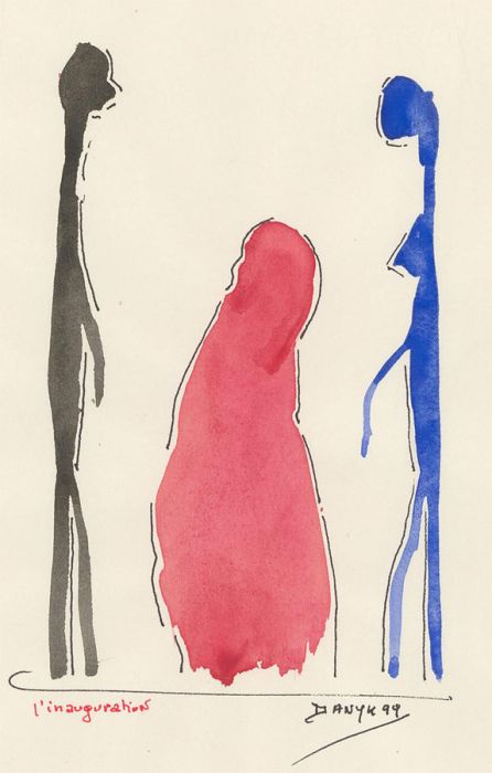 Danyk D'Arsonval - Three 1999 Watercolours, L'inauguration