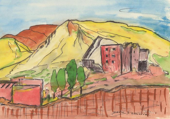 Danyk D'Arsonval - Three 20th Century Pen and Ink Drawings, Vibrant Landscapes