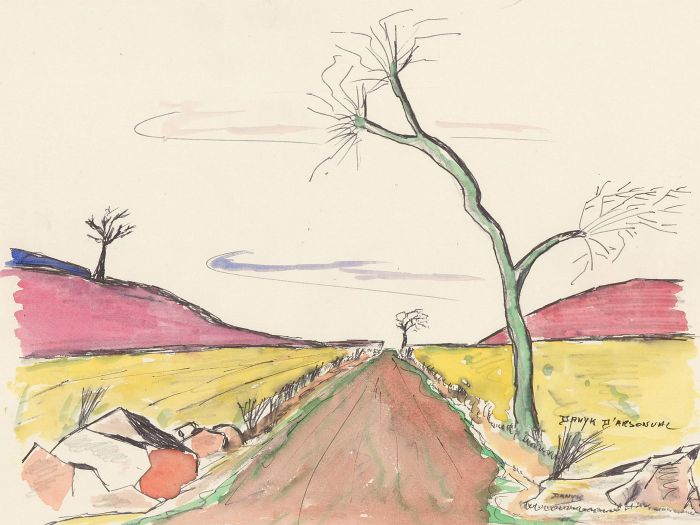 Danyk D'Arsonval - 20th Century Pen and Ink Drawing, Colourful Landscapes