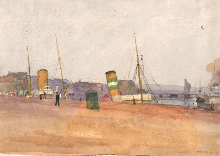 Arthur Ellis (1856-1918) - Late 19th Century Watercolour, By the Docks