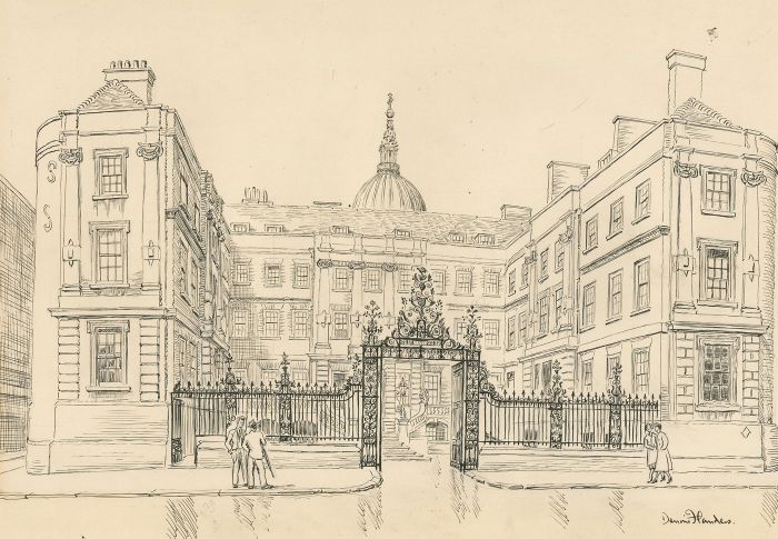 Dennis Flanders RWS, RBA (1915-1994) - Pen and Ink Drawing, Heralds' College