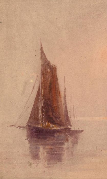 Charles Edward Hannaford RBA (1863-1955) - Watercolour, Lone Vessel