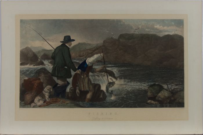 W Simmons after Richard Ansdell - Mid 19th Century Mezzotint, Gaffing A Salmon