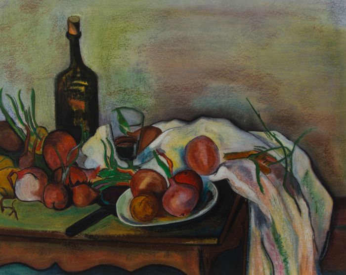 20th Century Chalk Drawing - Autumnal Harvest Still Life