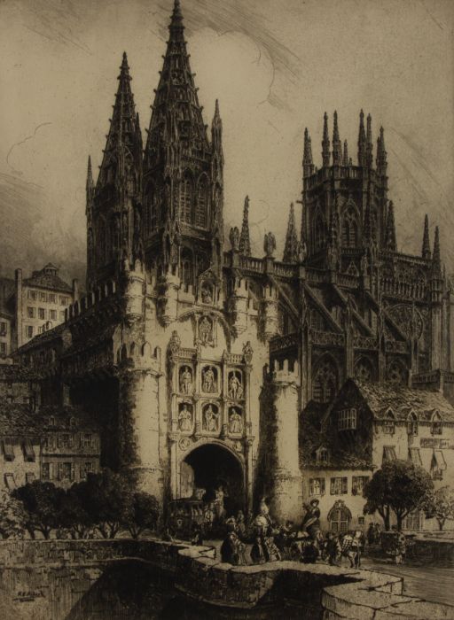 Andrew Affleck (1874-1935) - Early 20th Century Etching, Burgos Cathedral