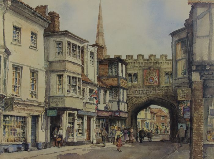 E.R. Sturgeon (1920-19990) - 20th Century Lithograph, High Street Gate, Salisbury