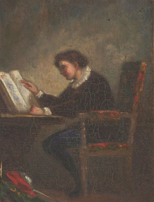 George Henry Yewell (1830-1923) - 1859 Oil, Reading Male Figure