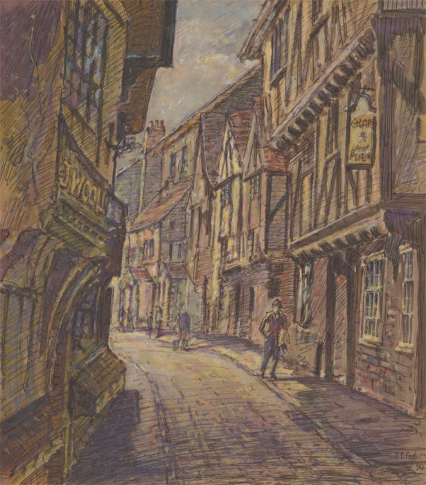 Henry E. Foster (1921-2010) - 1990 Gouache, The Shambles, York
