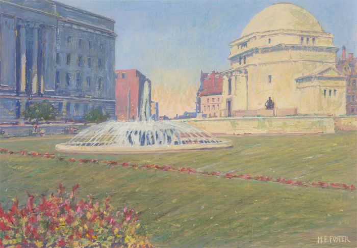 Henry E. Foster (1921-2010) - 1964 Gouache, Hall of Memory, Birmingham