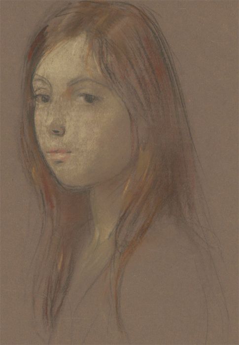 20th Century Pastel - Portrait of a Young Girl