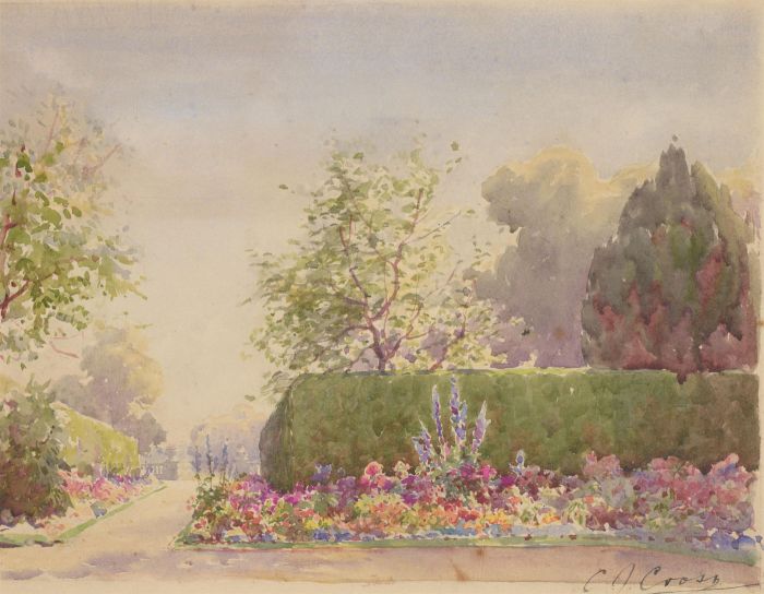 Cecil Cross - Early 20th Century Watercolour, Flower Garden View