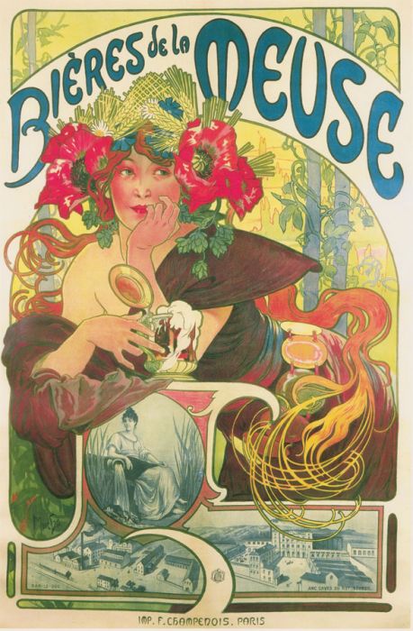 Set of Five Contemporary Digital Prints - French Art Nouveau
