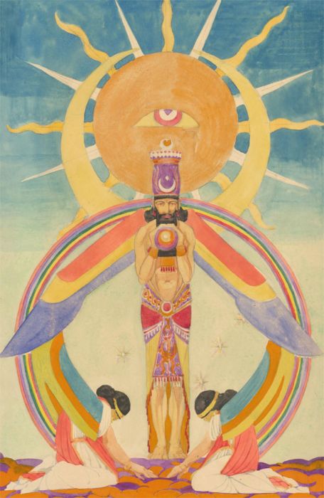G.A. Dempster - 1923 Watercolour, Anu, God of Sky