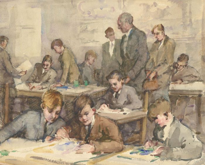 Ethel May Mallinson (1878-1970) - Mid 20th Century Watercolour, The Schoolroom