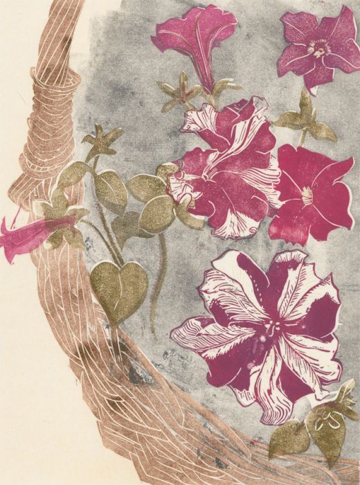 Gillian Whaite (1934-2012) - 20th Century Aquatint, Wicker Basket with Flowers